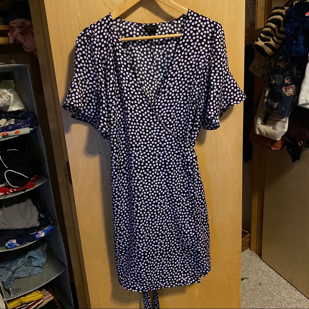 Purple polka dotted mini dress